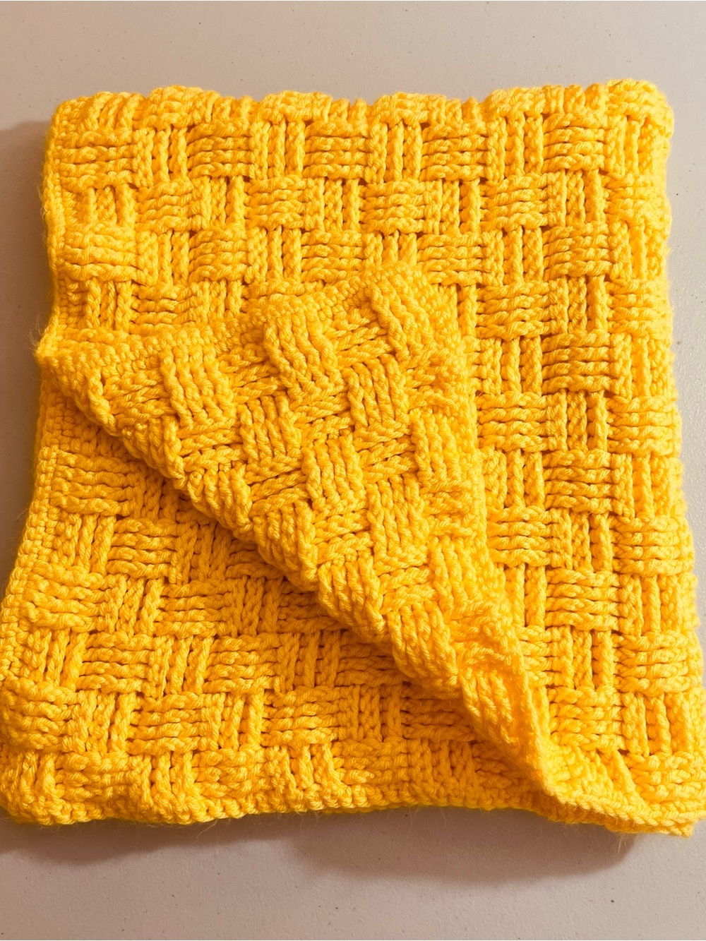 Handmade crochet throw blanket yellow 31x32inches